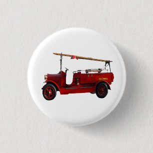 Red Vintage Fire Lastbil med overhead Ladder, Knapp