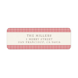 Red Vintage Gingham Adressetiketter jul Returadress Etikett