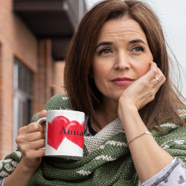 Red Vintage Heart Namn 2-tonkaffe Mugg