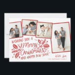 Red Vintage Holly-tippad ögonblicksbild 4 Multi-Ph Julkort<br><div class="desc">Det här helgdag med festiv och chic har vårt ursprungliga,  handritade vintern-blad med söt typografi i rött med 4 lekfulla tippade bilder. Baksidan levereras med en passande mönster för en speciell beröring i extra.</div>