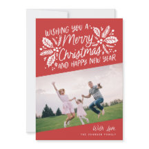 Red Vintage Holly Typography julfoto