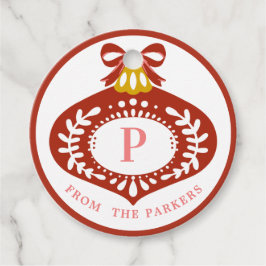 Red Vintage jul Ornament | Monogram Gåvor Etiketter
