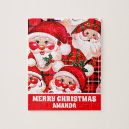 Red Vintage Jultomten julbarn Pussel