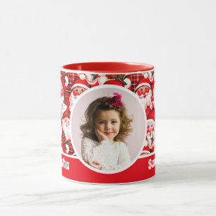 Red Vintage Jultomten Tartan Play Kids Photo Mugg
