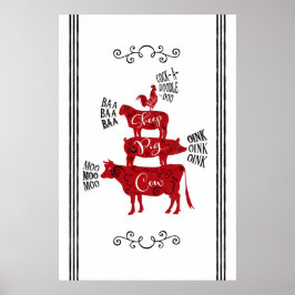 Red Vintage Land Poster