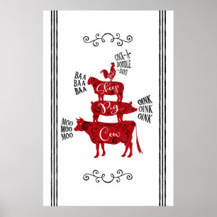 Red Vintage Land Poster