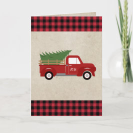 Red Vintage Lastbil Julgran Anpassningsbar Helgkort
