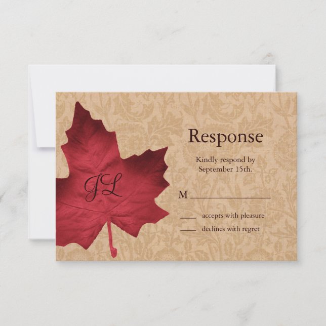 Red Vintage Monogrammed OSA Kort (Framsida)