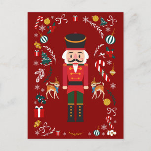 Red Vintage Nutcracker-jul Helg Vykort