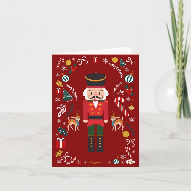 Red Vintage Nutcracker-jul Kort (Framsida)