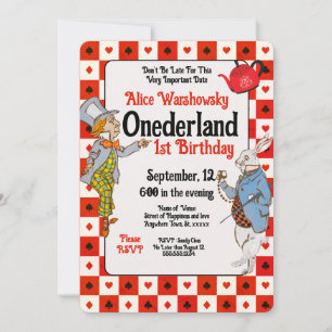 Red Vintage Onederland Rabbit Hatter 1:a födelseda