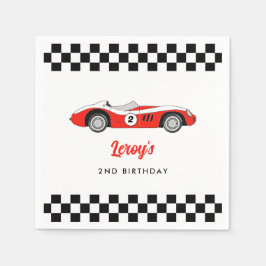 Red Vintage Tävling Car Boy 2:a födelsedagen Party Pappersservett