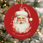 Red Vintage Watercolor Jultomten jul Julgransprydnad Keramik<br><div class="desc">Fira festsäsongen med vår Röda Vintage Watercolor Jultomten jul Ceramic Ornament! Den här charmerande prydnadsformen har en nostalgisk Jultomten-design som ställs in mot en snyggt solid bakgrund och kombinerar vintage charm med modernt smål. Perfekt för att lägga till en festlig beröring till Julgran. Anpassa anpassad design till din egen familj...</div>