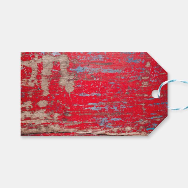 Red Vintage Wood Presentetikett (Framsidan (Horisontell))