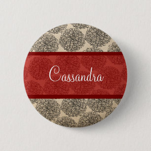 Red Vintage Zinnia Button Knapp