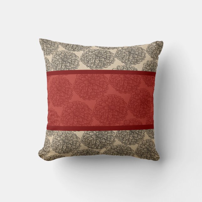 Red Vintage Zinnia Pillow Kudde (Framsida)