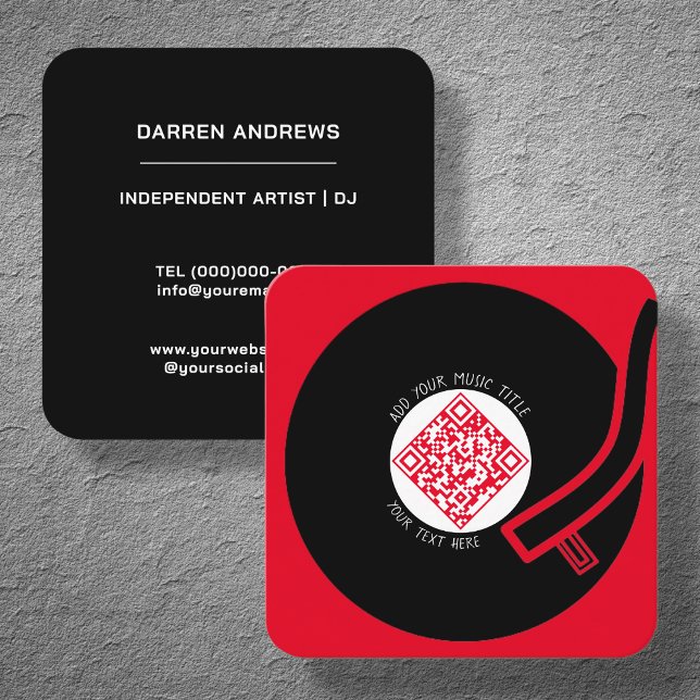 Red Vinyl LP | QR-kod för musik Fyrkantigt Visitkort (Skapare uppladdad)
