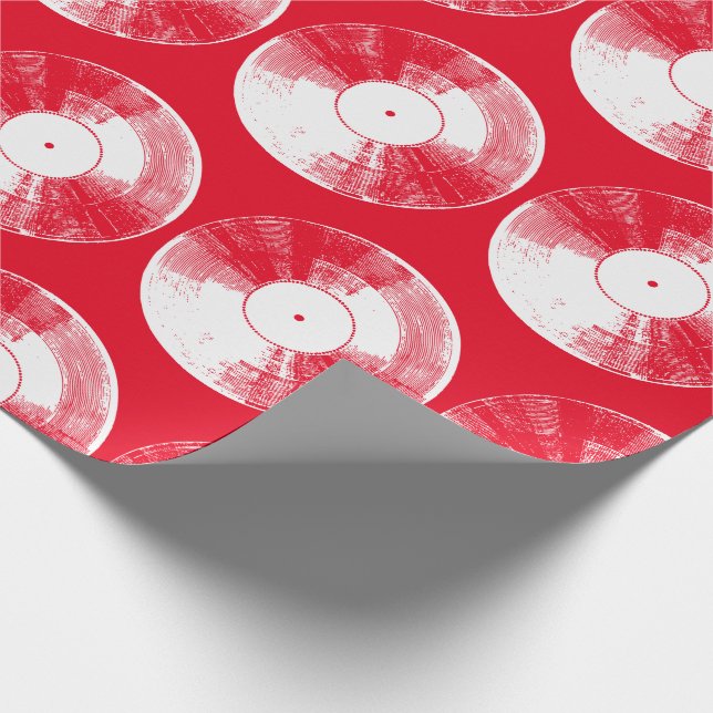Red Vinyl Record Presentpapper (Hörn)