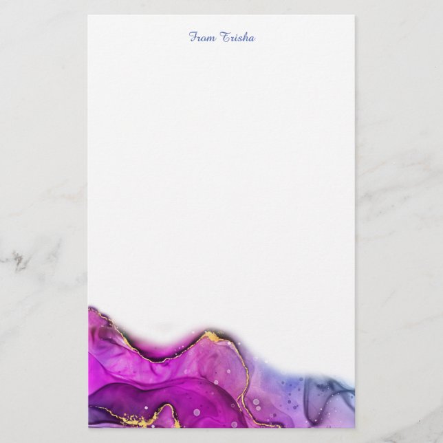 Red Violet & Lila Bläck Abstrakt, DIY Namn/Message Brevpapper (Framsida)