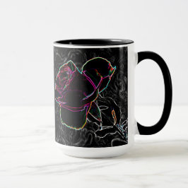 Red & Violet Neon Ro Gömt Uggla på Black  Mugg