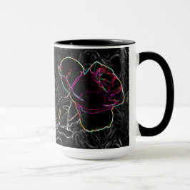 Red & Violet Neon Ro Holding Händer på Black BG Mugg