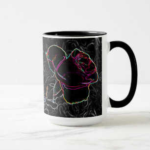 Red & Violet Neon Ro Holding Händer på Black BG Mugg