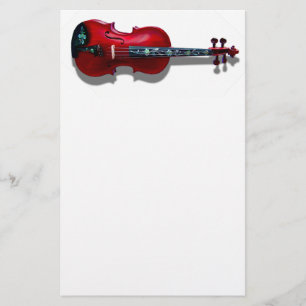 RED VIOLIN ON WHITE-STATIONERY BREVPAPPER