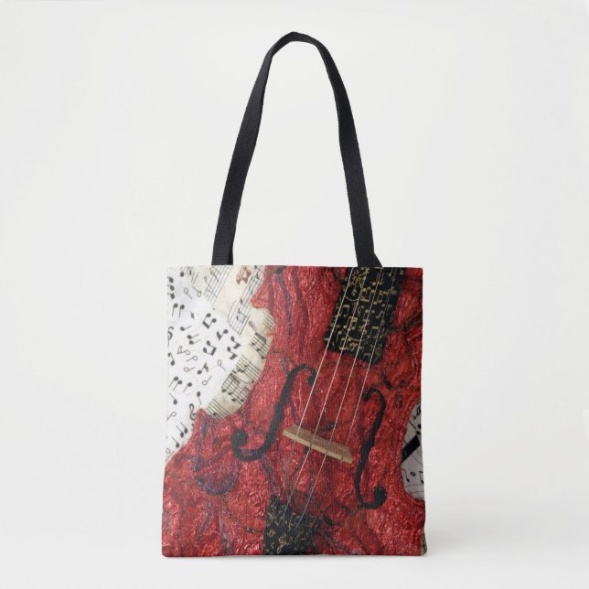 Red Violin Tote Bag Tygkasse (Framsida)