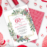 Red Vit ros Blommigt Holly 60:e Födelsedagsfesten Inbjudningar<br><div class="desc">Ett ömtåligt och festligt helgdag ram innehåller rött och vitt ro som är inkapslat i holly - och eukalyptus löv. Namn och födelsedagsfirandet skrivs i ett söt rött. Perfekt för en vinterfödelsedagsfest helgdag. Enkel att anpassa.</div>