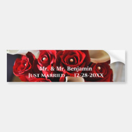 Red Vit ros Flowers Bröllop Blommigt Personalize Bildekal