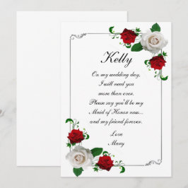 Red & Vit ros jul Bröllop Maid of honor Inbjudningar