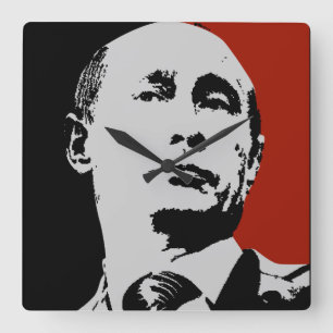 Red Vladimir Putin Fyrkantig Klocka