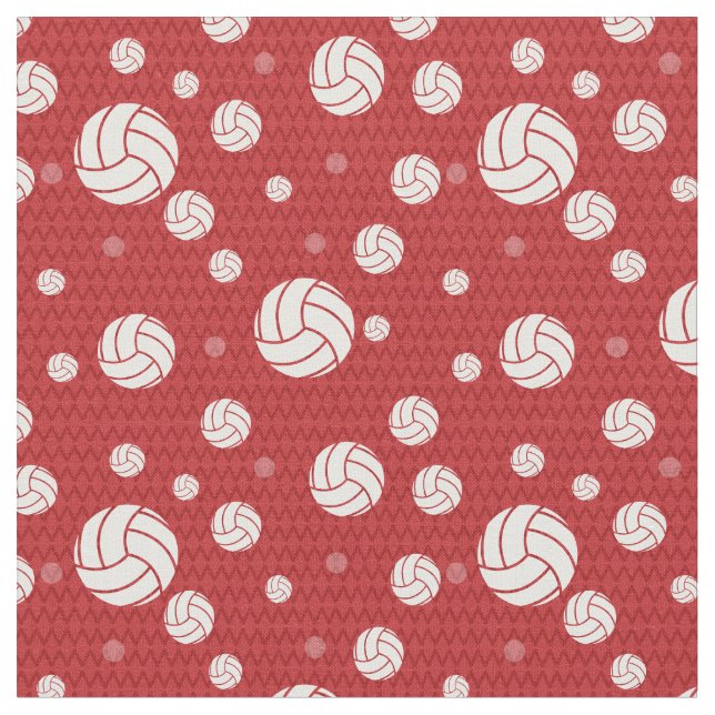 Red Volleyball Chevron Patterned Tyg (Närbild)