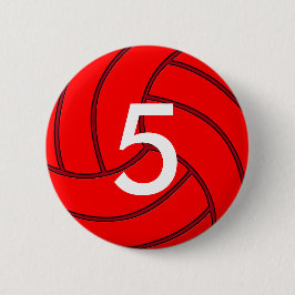 Red Volleyball Jersey Number Round Button Knapp