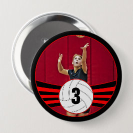 Red Volleyball Player Anpassningsbar Jersey Number Knapp