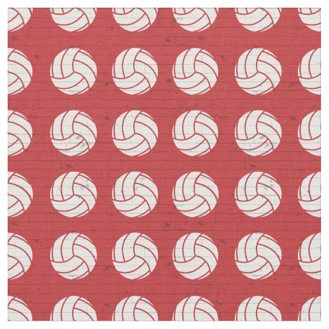Red Volleyball Wood Golv Patterned Tyg (Närbild)