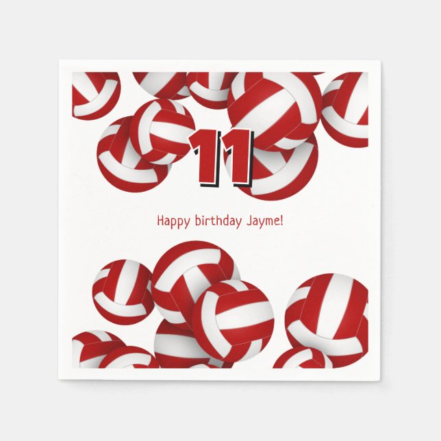 Red volleybollar-pojkar födelsedagsfest pappersservett (Framsidan)