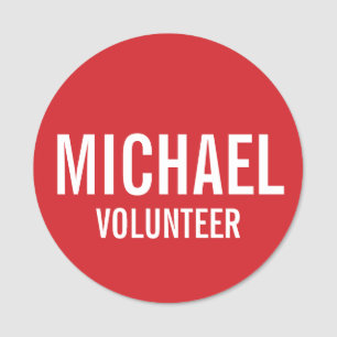 Red Volunteer Badge med eget namn Namnbricka