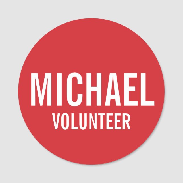 Red Volunteer Badge med eget namn Namnbricka (Framsida)