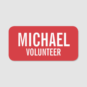 Red Volunteer Badge med eget namn Namnbricka
