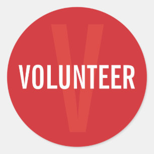 Red Volunteer Badge Runt Klistermärke