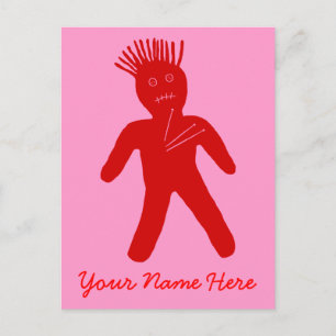Red Voodoo Doll Vykort