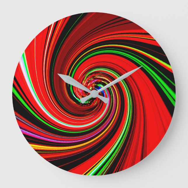 Red Vortex Design Clock Stor Klocka (Framsida)