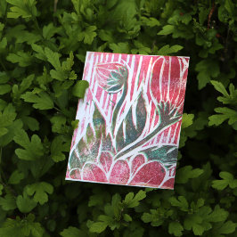 Red Wabi Sabi Flower Frimärke Blommigt Vår Natatur Vykort