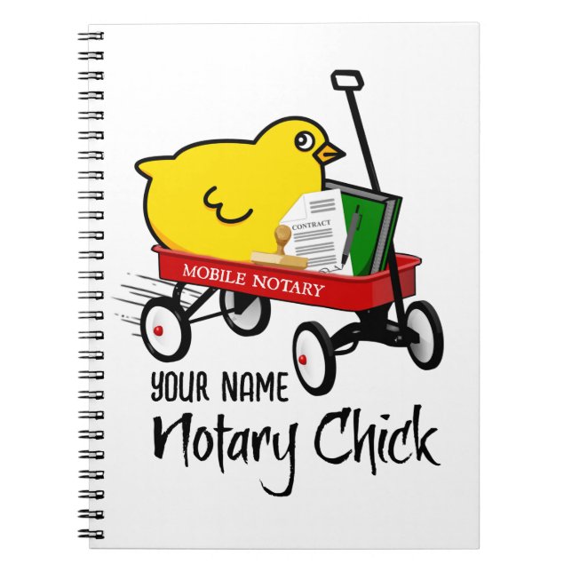 Red Wagon Customized Namn i Mobile Notary Chick Anteckningsbok (Framsidan)