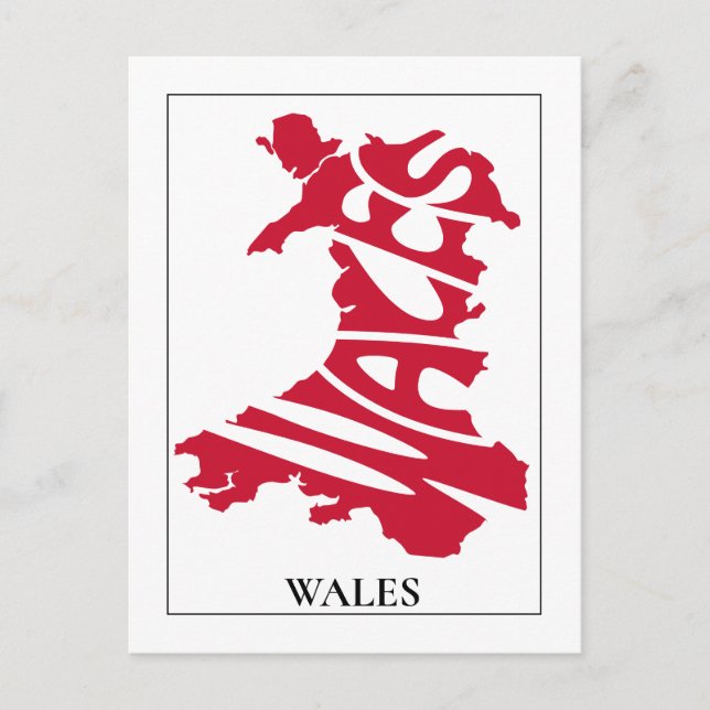 Red Wales Typography Karta Personlig Postcard Vykort (Framsida)