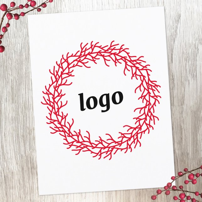 Red WAN Logotyp Business Helg Vykort (Logo wreath business promotional holiday postcard)