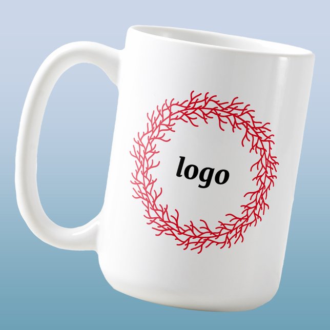Red WAN Logotyp Business Helgdag Kaffemugg (Logo wreath business promotional holiday coffee mug)