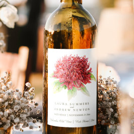 Red waratah botanica bröllop anpassningsbar vin et vinflaska etikett