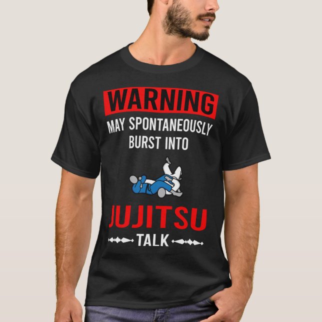 Red Warning Jujitsu Ju Jitsu Jiujitsu Jiu Jitsu T Shirt (Framsida)